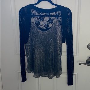 Sparkly tank with black lace shrug